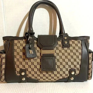 Hermatiad signature print logo satchel handbag